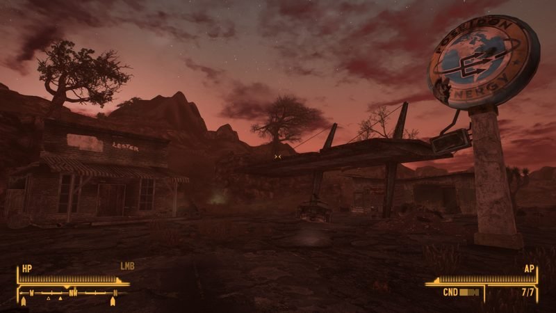 The Poseidon Energy station outside Lester at dusk under a red sky